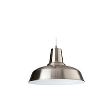 Smart 1 Light Dome Ceiling Pendant Brushed Steel, White Inside, E27