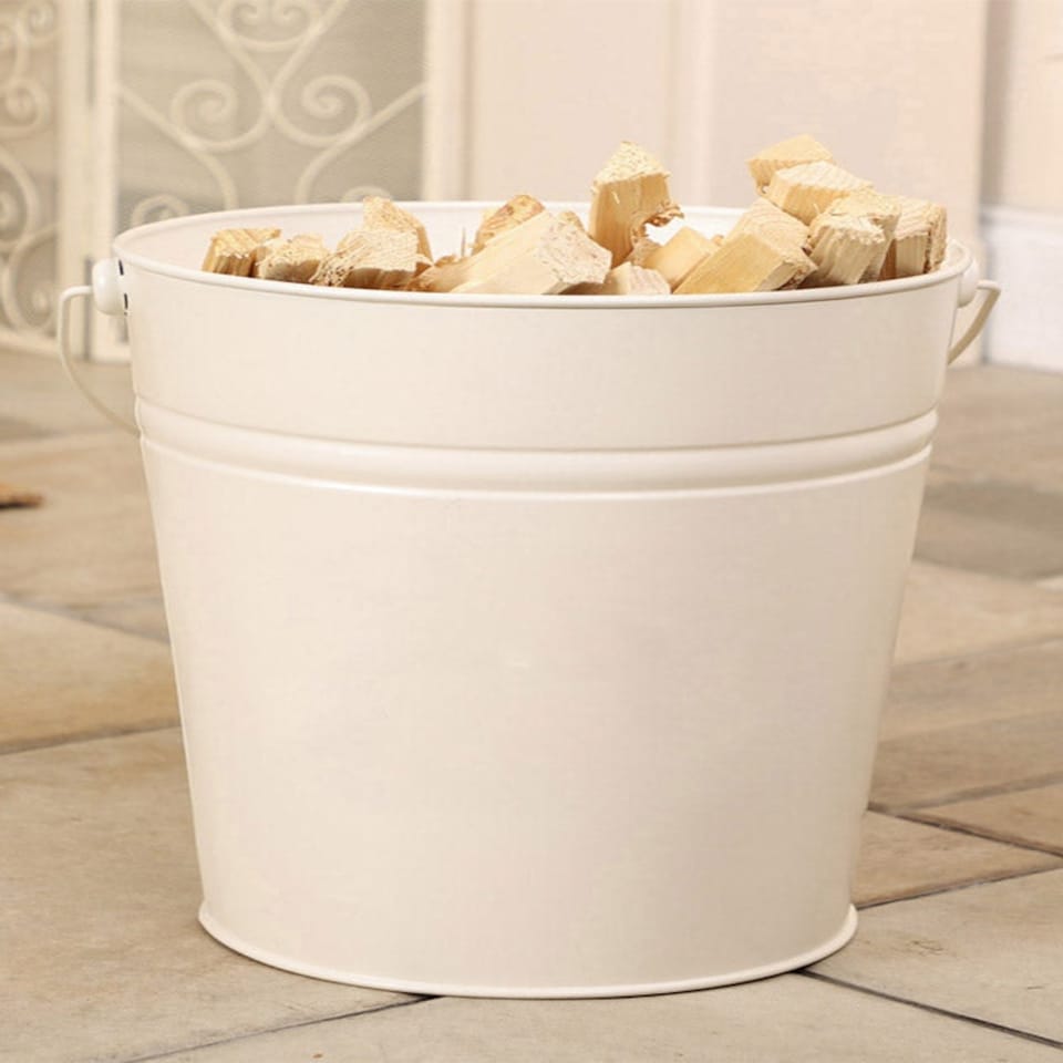 image 1 of Vintage Ivory Kindling Bucket Cream