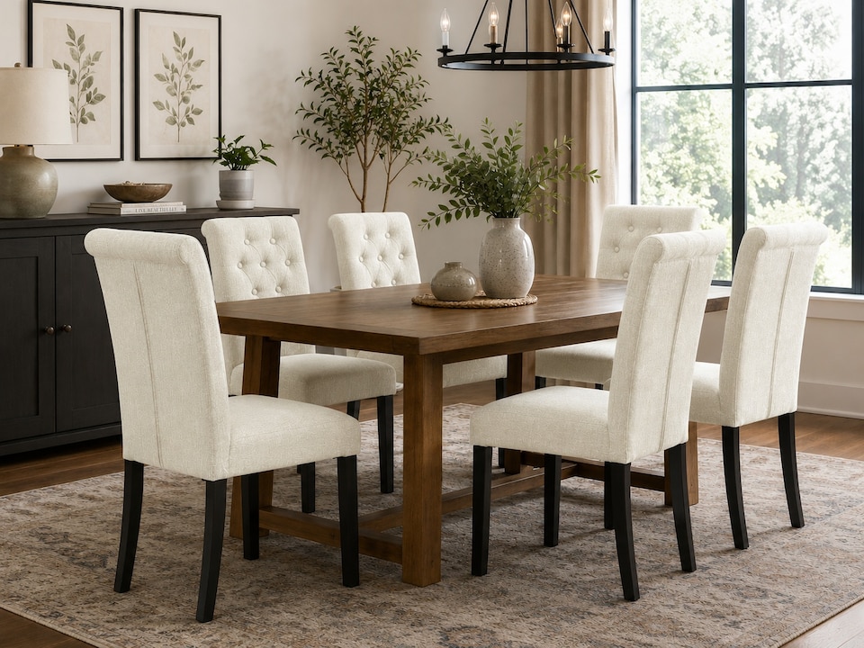 image 1 of MCC Direct Set of 2 Fabric Linen Button Back Kitchen Dining Chairs