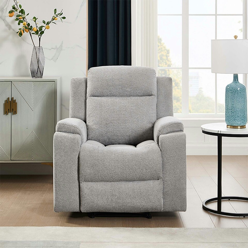 image 1 of Orka Manual Recliner Chenille Fabric Chair Grey