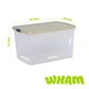 image 5 of Wham Clip 5x 62L Rectangular Plastic Storage Boxes with Clip Lock Lids. Ideal for Home, Office, Toys & More - Clear/Stone | Cream | Stone | 5