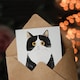 image 3 of Greeting Card Tuxedo Cat Lover Cute Black White Pet Yellow Eyes