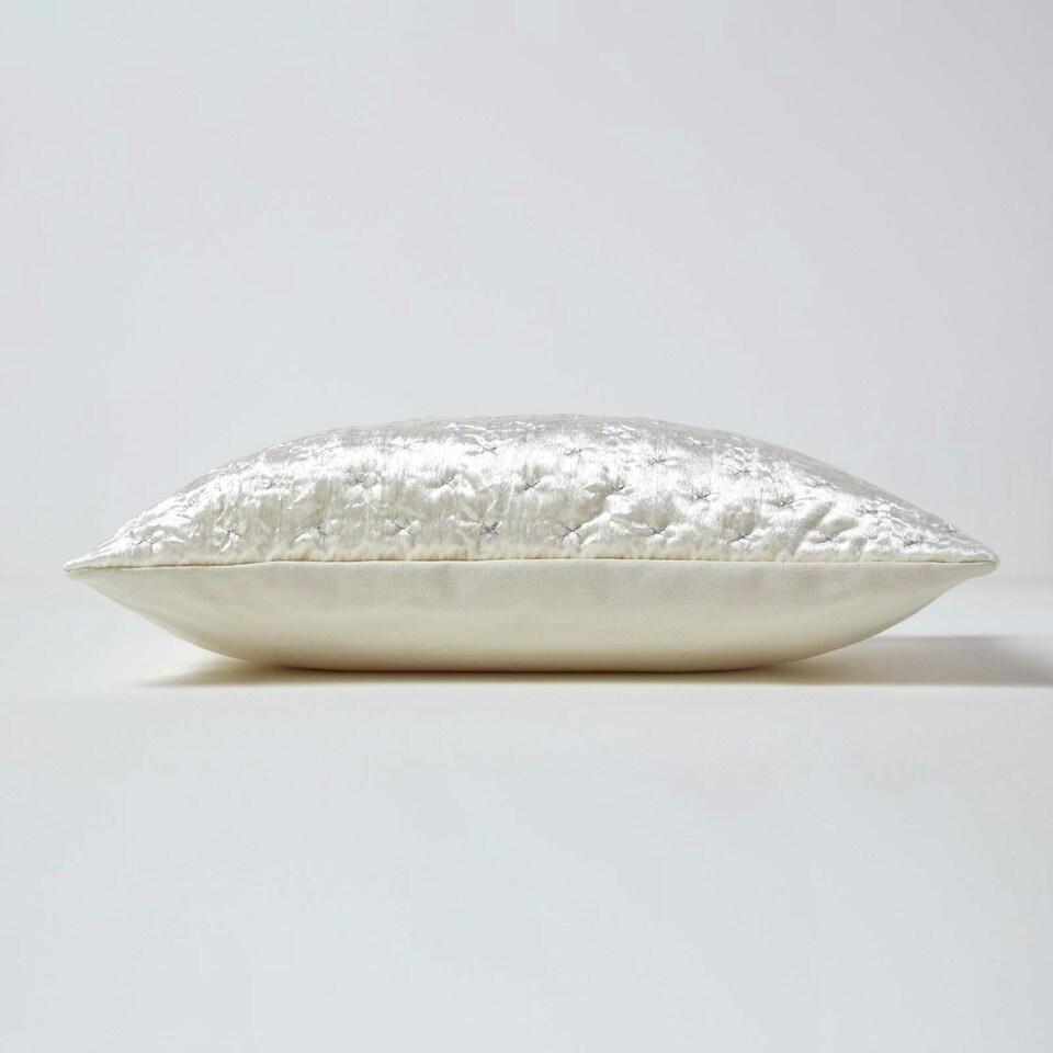 image 1 of Homescapes Cream Crushed Velvet Cushion Cover - 55 x 55 cm Cream