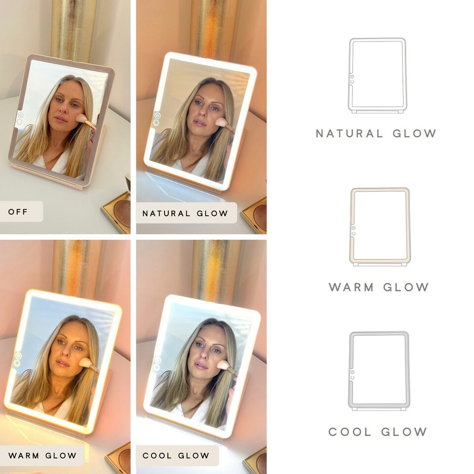 image 1 of Sensse Modern Marble LED Glow Up Mirror Gold