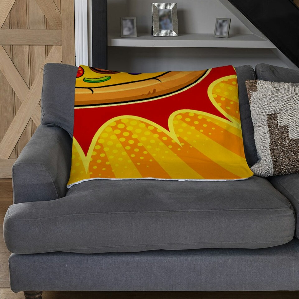 image 1 of Round pizza pop art retro (Blanket)