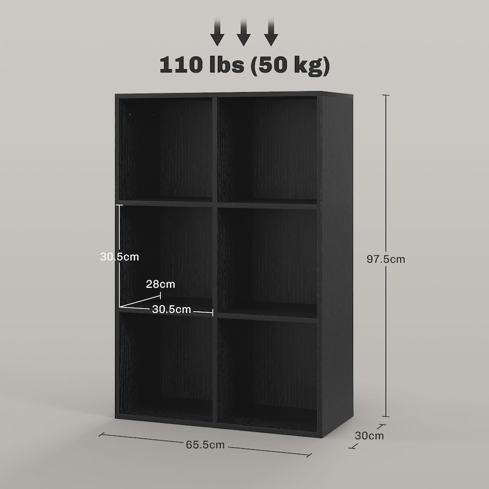 image 1 of HOMCOM Cubic Cabinet Bookcase Storage Shelves for Home Office, Black