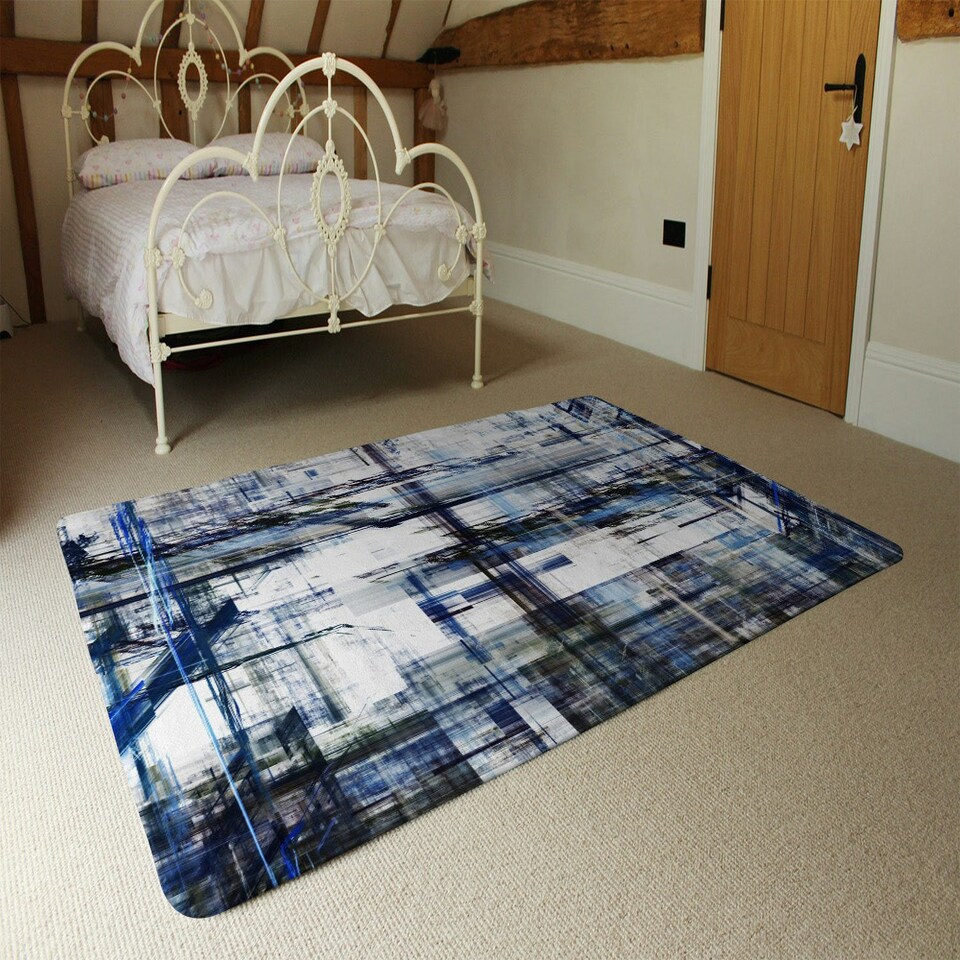 image 1 of Blue Grunge Pattern (Rug) Blue | XL: 160x230cm