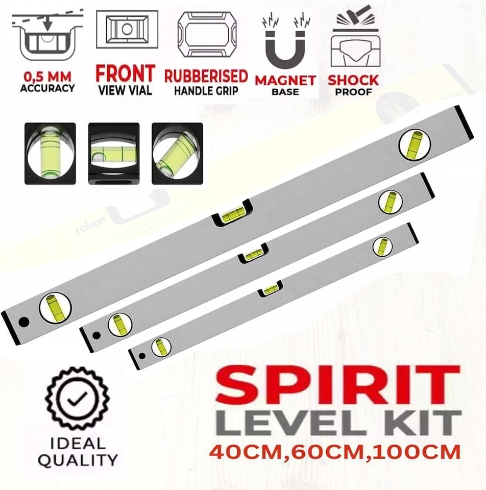 image 1 of Spirit Level Set 3 Pcs High Accuracy Spirit Level Lightweight 400 600 and 1000MM DIY Build 3 Bubble Level