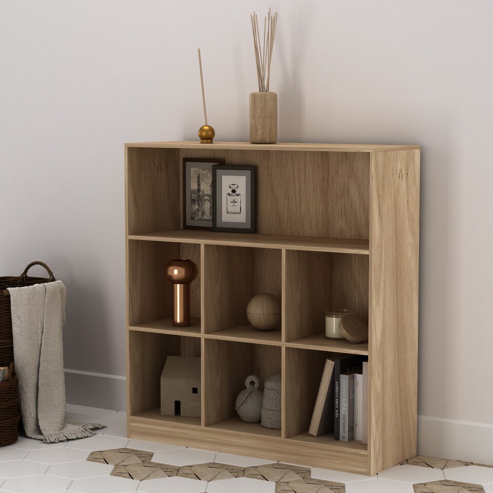 image 1 of Wide 7-Cube Bookcase | Brown | 1