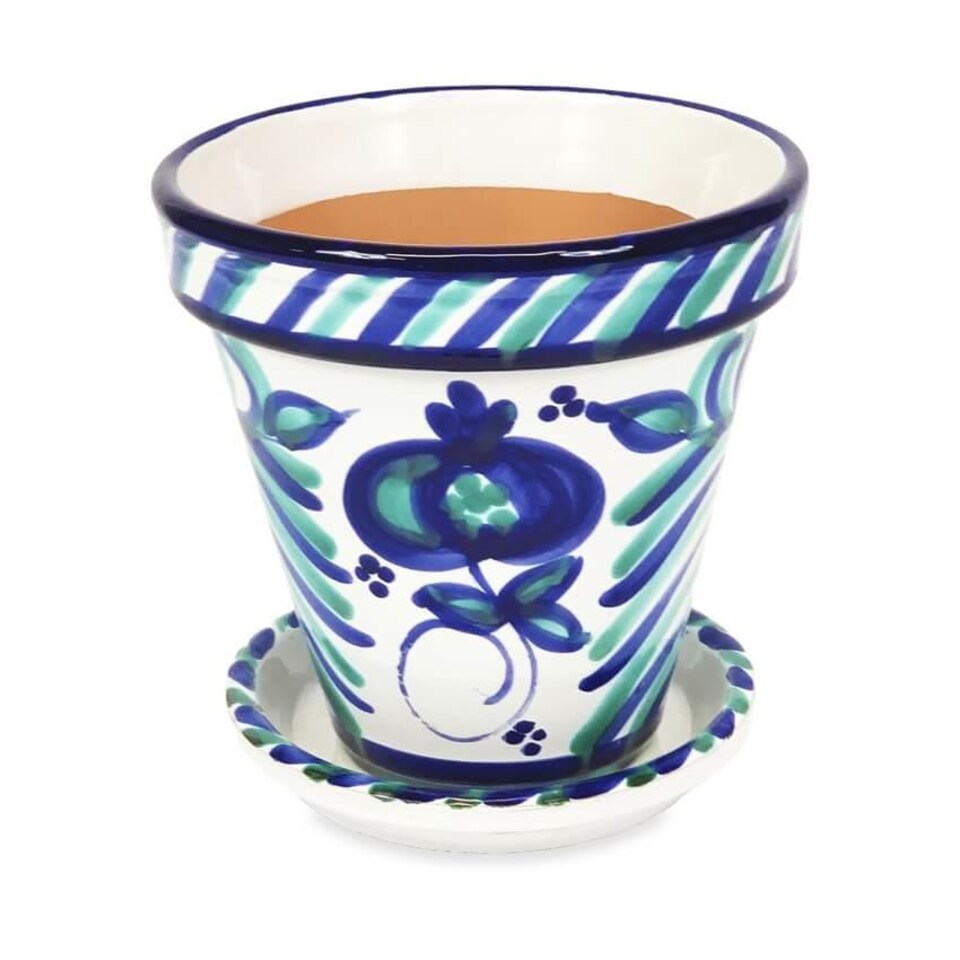 image 1 of Verano Spanish Ceramics Set of 3 Plant Pots & Drainage Plates - 16-29cm Granada