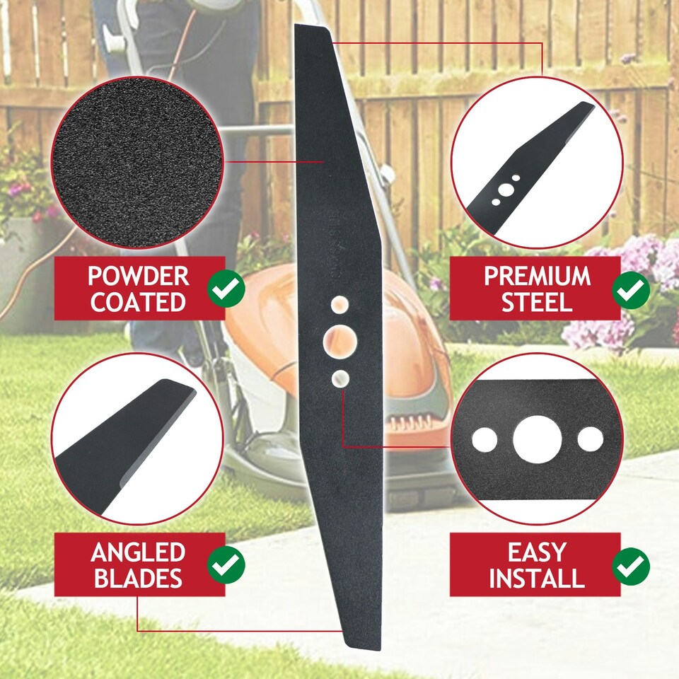 image 1 of SPARES2GO Blade for Flymo Easi Glide 300 Hover Micro Compact HC300 MC300 FLY004 Lawnmower (30cm) + Spacers