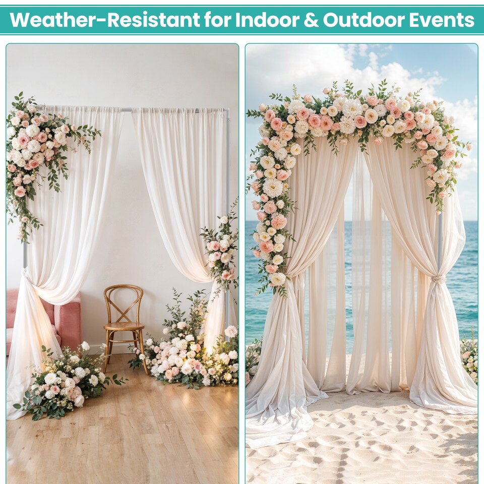 image 1 of 4x4m Silver Modular Rectangular Backdrop Stand Kit with Metal Frame - 2 Base, 6 Pipes