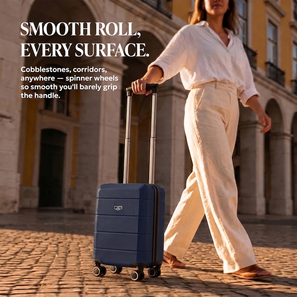 image 1 of Lugg Jetset Lightweight ABS Hard Shell Cabin Suitcase with 4 Spinner Wheels (40x30x20cm)