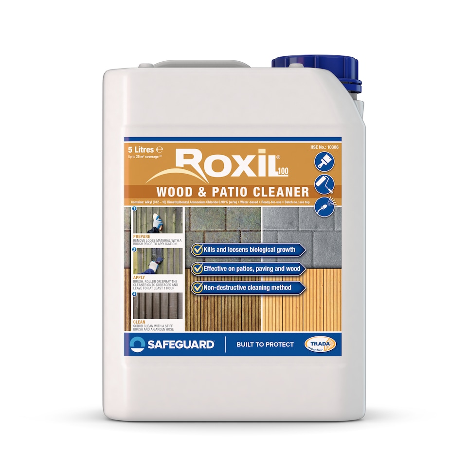 image 1 of Roxil 100 Green Mould, Algae & Lichen Killer - 1 x 5L & Sprayer - Restore The Appearance of Your Patio, Decking, Fence or Paving