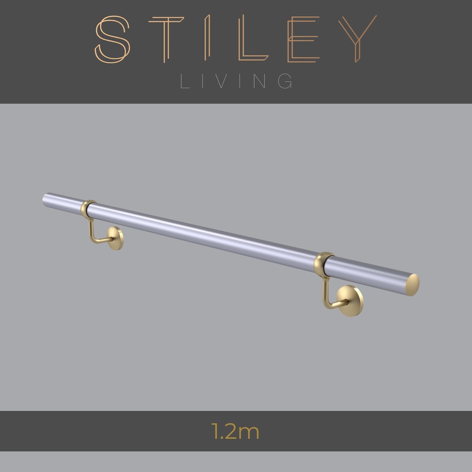 image 1 of Stiley Living Wall Mounted Handrail Kit, Banister System with Brackets and Fixings