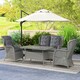 image 1 of Outsunny Garden PE Rattan Dining Sofa Set, Outdoor 4 Seater Wicker Furniture, High Back Chairs with Cushions, Tempered Glass Coffee Table for Patio, Light Grey