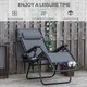 image 3 of Outsunny Foldable Reclining Garden Chair with Headrest, Zero Gravity Deck Sun Lounger Seat Chair with Footrest, Armrest, Cup Holder & Canopy Shade, Light Grey