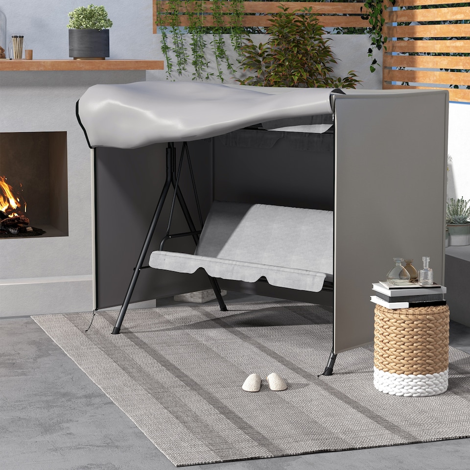 image 1 of Outsunny Garden Furniture Protector Patio Swing Chair Cover | Grey | Light Grey | 205L x 124D x 164Hcm