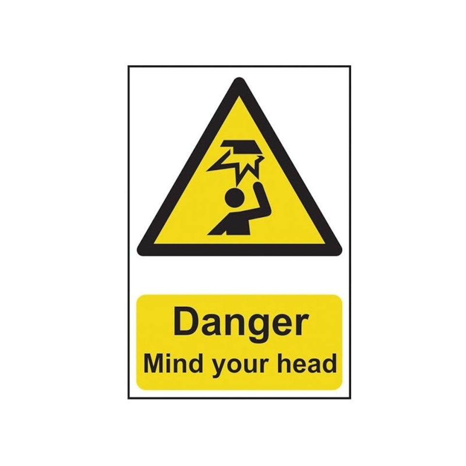 Scan Danger Mind Your Head - Pvc Sign 200 X 300mm - Multi Colour - 200 x 300mm