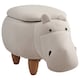 image 1 of HOMCOM Hippo Storage Stool Cute Decoration Footrest Wood Frame Legs Cream
