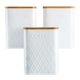 image 3 of Cooks Professional Kitchen Storage Set | 3-Piece Square with Bamboo Lids | Tea Coffee Sugar | White