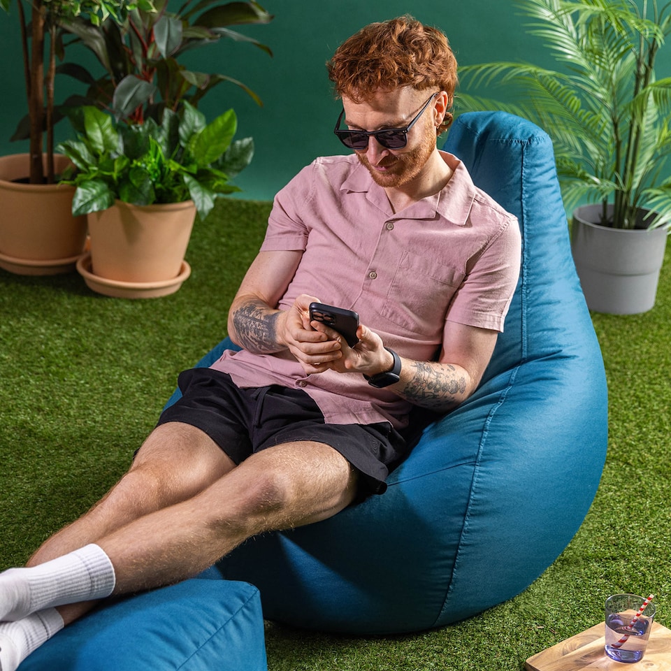 image 1 of icon Dalton Water-Resistant High Back Beanbag and Footstool, Teal