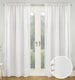 image 1 of Pair of Tahiti White Pom-Pom Trim Linen Look Voile Panels with Rod Pocket Header 122 CMS