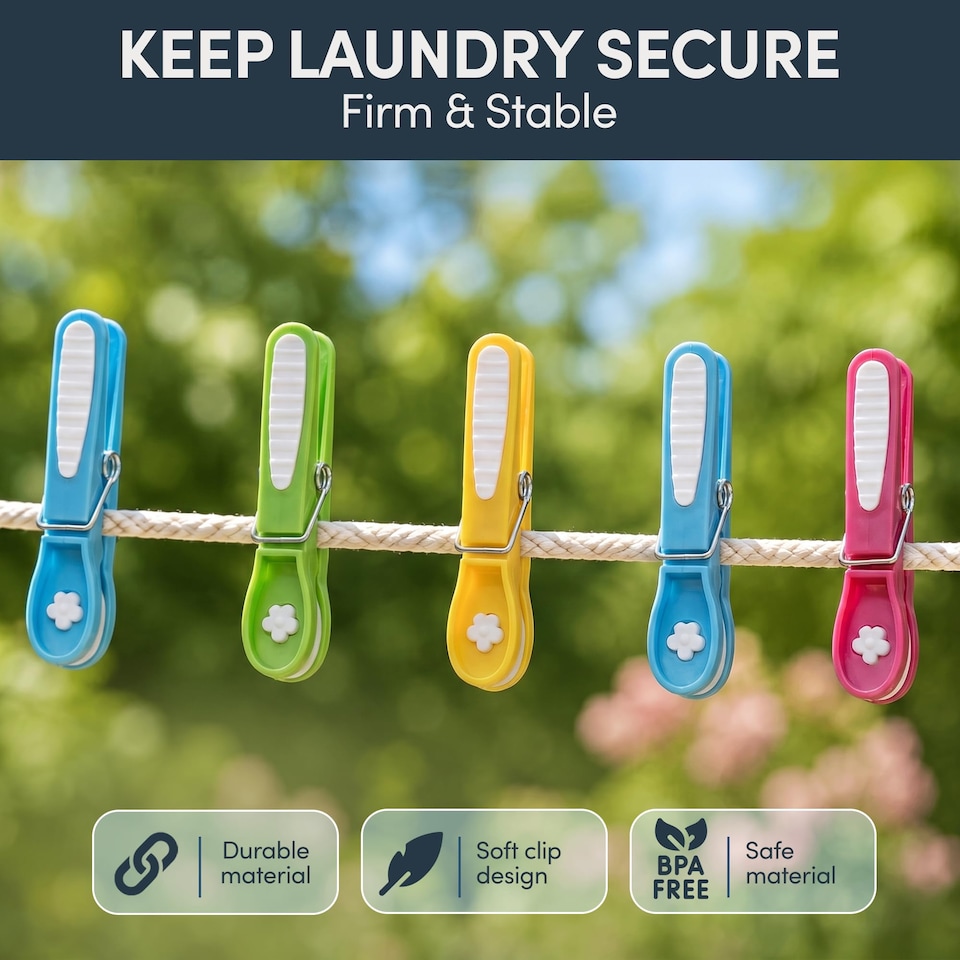 image 1 of Keplin UV Resistant Plastic Clothes Pegs with Metal Spring for Washing Line