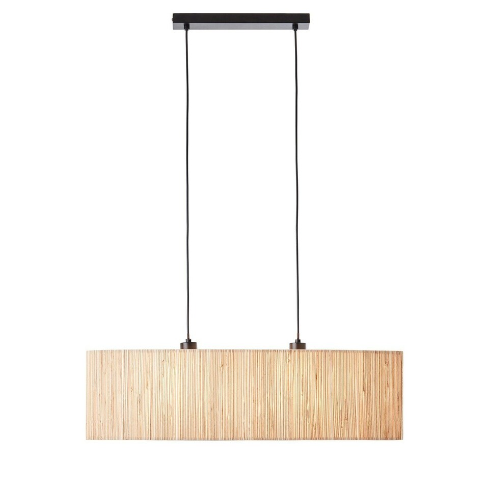 image 1 of Longshore Bar Pendant Ceiling Lamp, Natural Seagrass, Matt Black