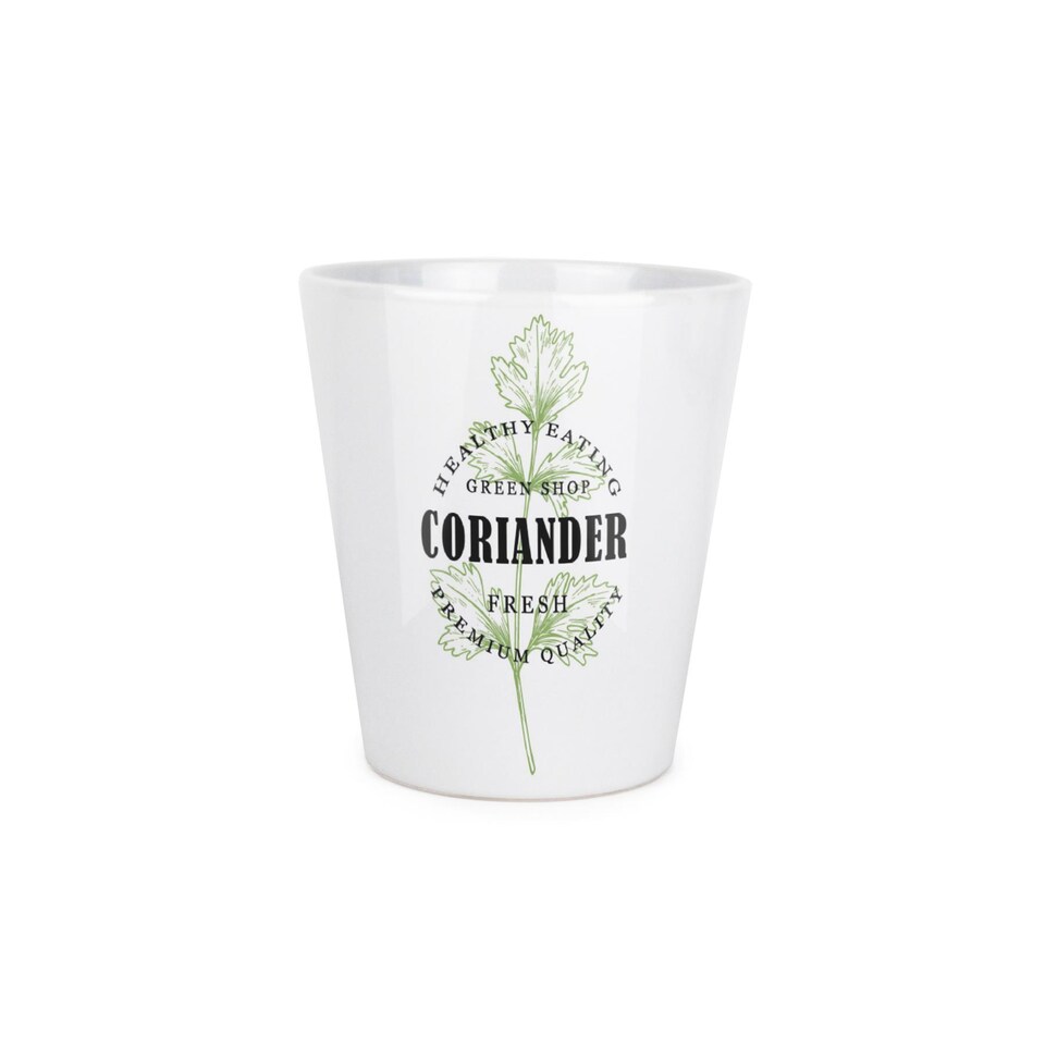 image 1 of Fresh Green Herbs Small Ceramic Coriander Plant Pot