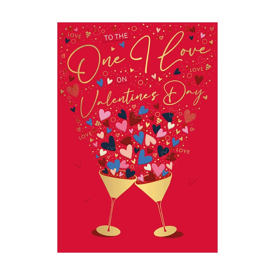 image 1 of Words 'n' Wishes Valentine Day Card to The One I Love on Valentine's Day, 23.5 x 16.5 cm, Red