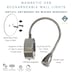 image 4 of CGC MATILDA Satin Nickel Adjustable Flexible Neck Rechargeable Magnetic USB‑C LED Bedside Wall Light