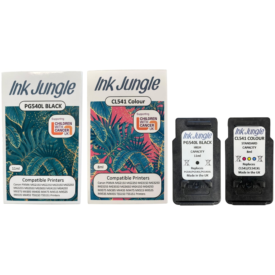 image 1 of Ink Jungle PG540L Black & CL541 Colour Refilled Ink Cartridge - Replaces Canon PG540L Black & CL541 Colour