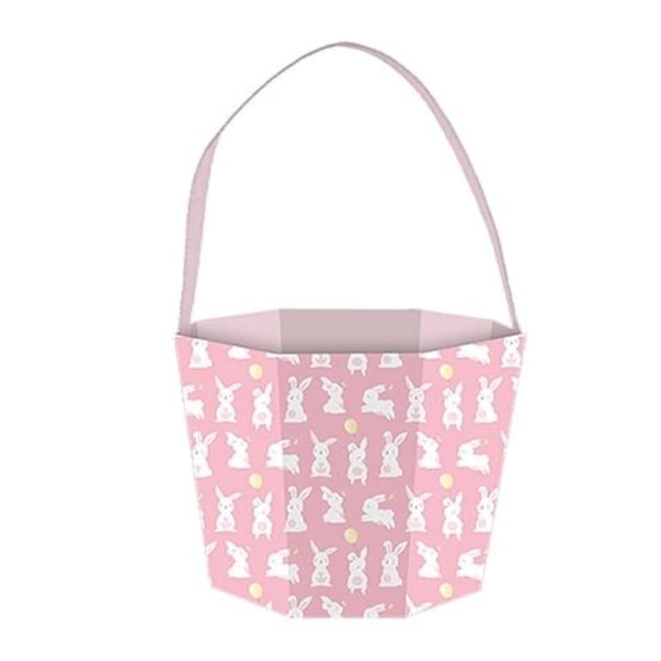 Easter Bunny Pastel Pink Printed Cardboard Bucket 17cm
