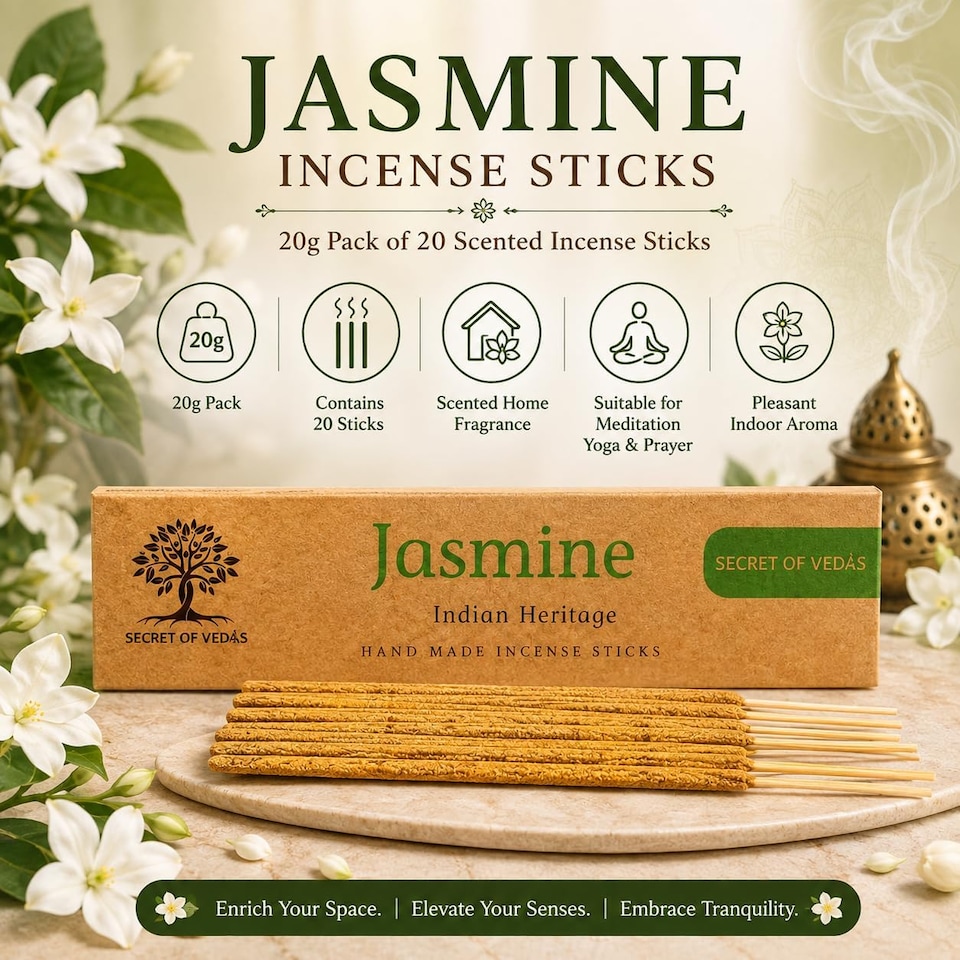 image 1 of Jasmine Incense Sticks 20g Pack of 1 – Scented Home Fragrance Agarbatti
