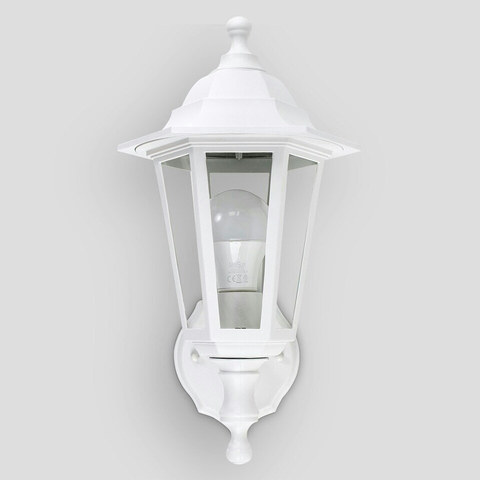 image 1 of ValueLights Traditional Style White Outdoor Security IP44 Rated Wall Light Lantern White