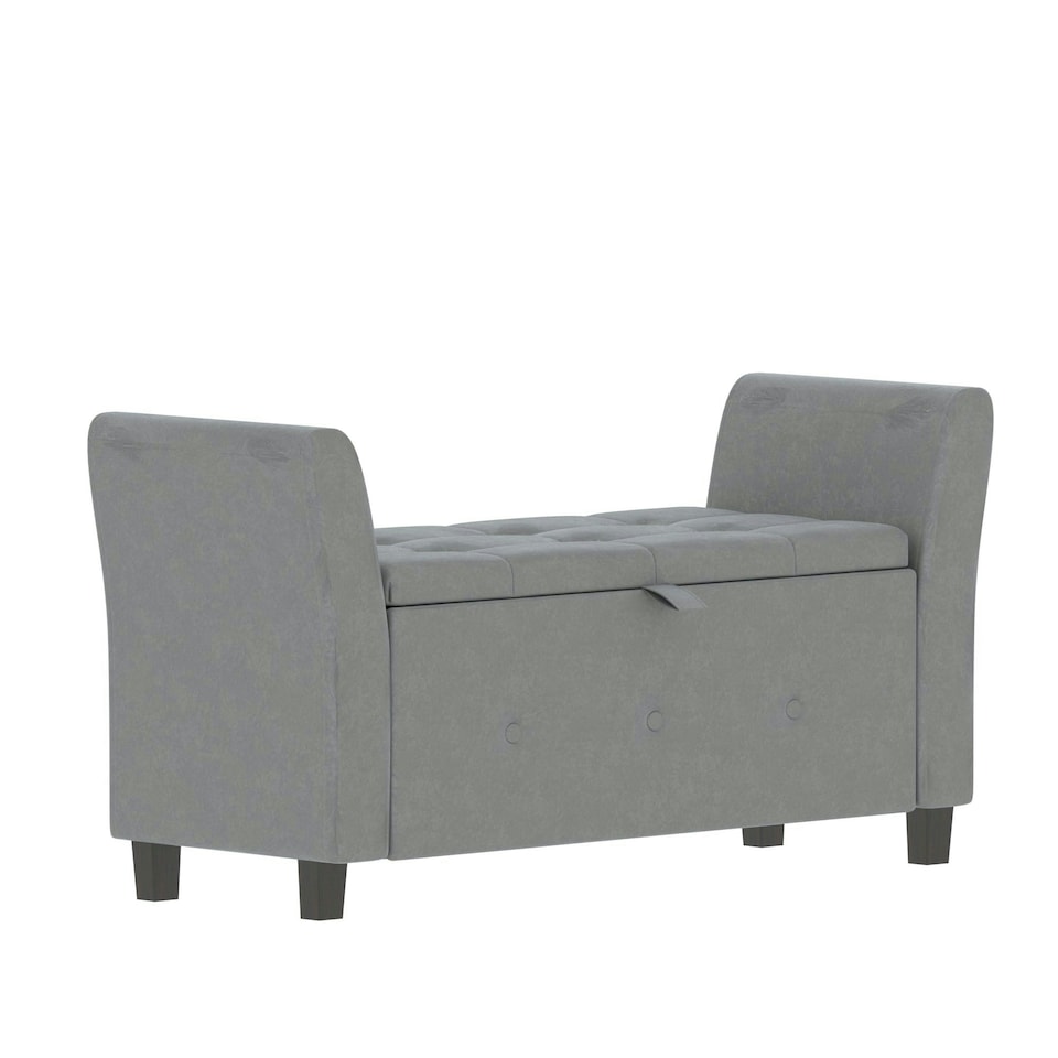 image 1 of Vida Designs Seville Storage Ottoman Bedroom Hallway Chest Bench, Light Grey Velvet Grey | Light Grey Velvet