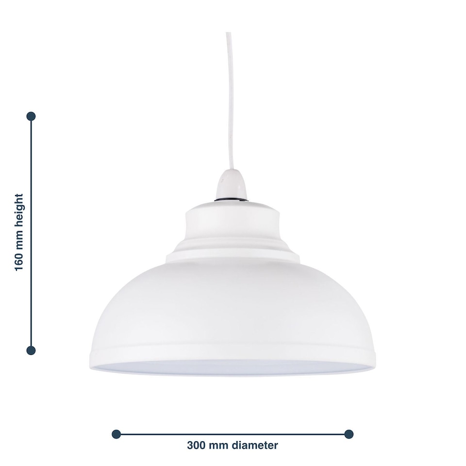 image 1 of Domed - Cream Easy Fit Metal Pendant Shade | White | Large | 1