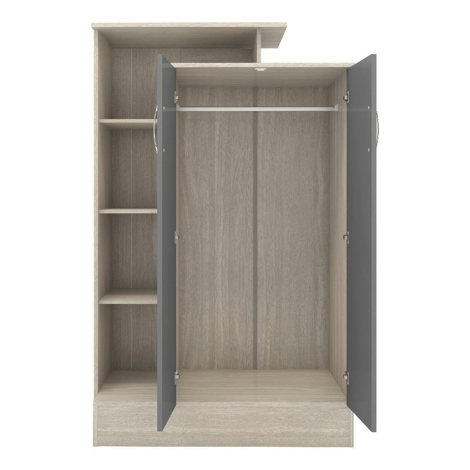 image 1 of Nevada Petite Open Shelf Wardrobe - L52 x W90 x H145 cm - White Gloss | White