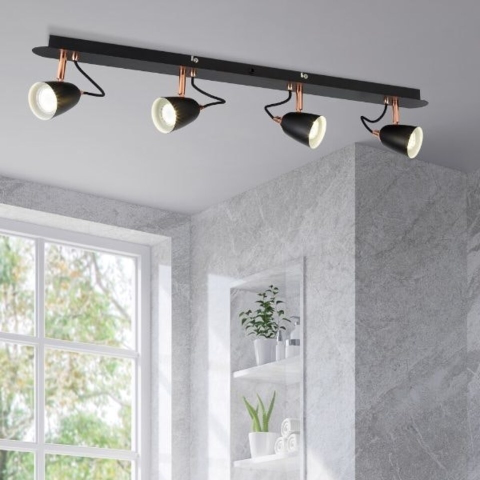 image 1 of Petra 4 Light Black Ceiling Spotlight Bar