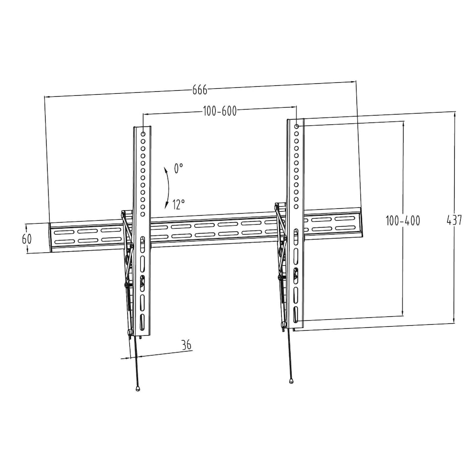 image 1 of TTAP Tilt TV Wall Bracket - VESA 600 x 400, TV Size 32 - 65 Inch, Max 35kg - TTD604TLP3