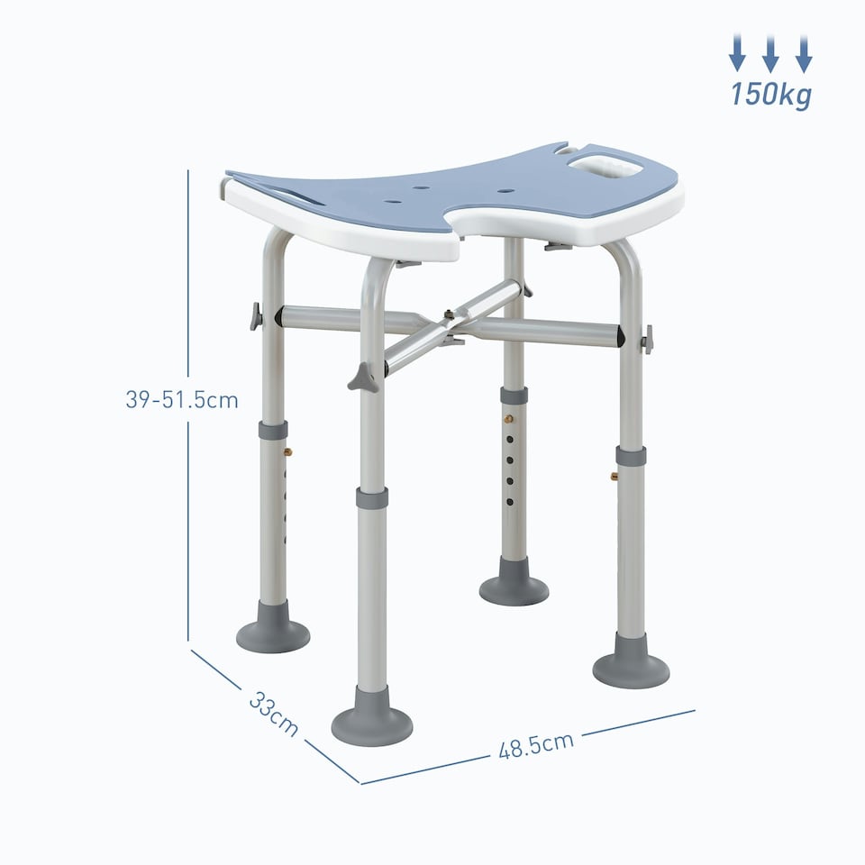 image 1 of HOMCOM Aluminium Shower Stool for Elderly Disabled Non-Slip Bath Stool Blue