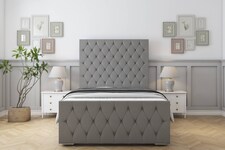 Sloomy Watson Pewter Dumfries Bed Frame With Mattress With 50" Upholstered Headboard 6' Super King
