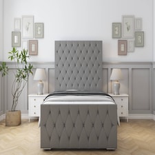 Sloomy Watson Pewter Dumfries Bed Frame With Mattress With 50" Upholstered Headboard 6' Super King