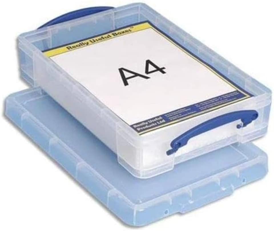 image 1 of 4 x Really Useful 4 Litre Storage Boxes Clear Plastic With Lid - Transparent Clear
