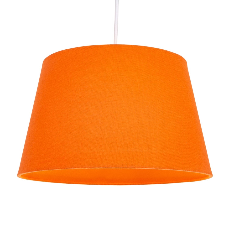 image 1 of Traditional 30cm Vivid Orange Linen Fabric Drum Table/Pendant Shade 60w Maximum | Orange | Orange | 1