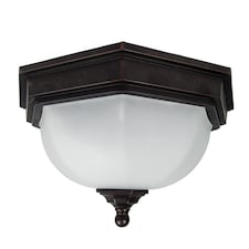 Fairford 2 Light Bathroom Flush Ceiling Lantern Bronze IP44, E27