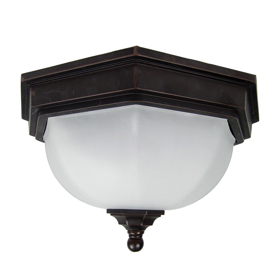 image 1 of Fairford 2 Light Bathroom Flush Ceiling Lantern Bronze IP44, E27