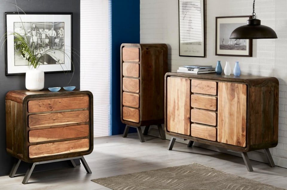image 1 of Aspen Large Sideboard - Metal/Wood - L40 x W120 x H90 cm | Brown