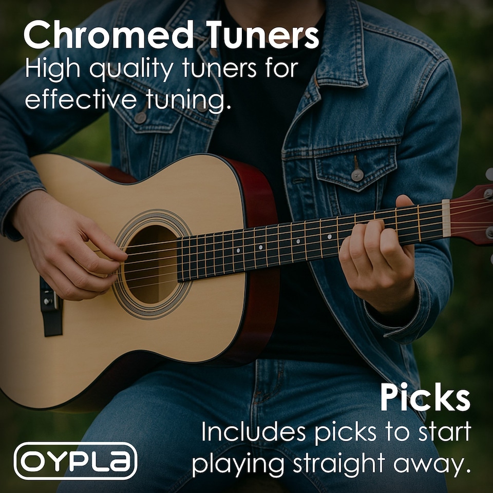 image 1 of 39 Inch Full Size 6 String Steel Strung Acoustic Guitar | Brown